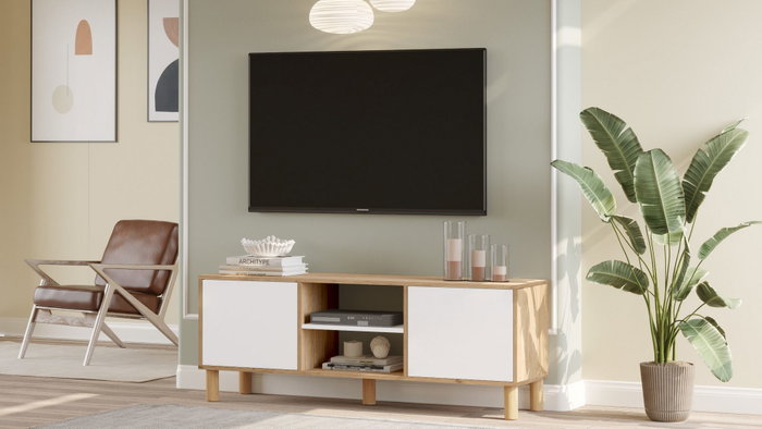 Hanah Home Soporte para TV ALS1-SW Roble y blanco